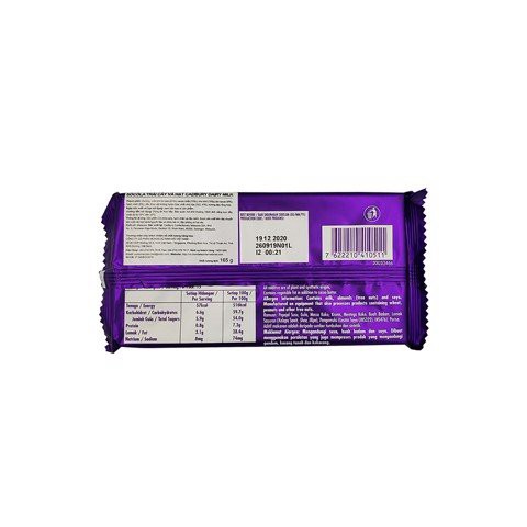 Socola Cadbury Dairy Fruit & Nut 165G