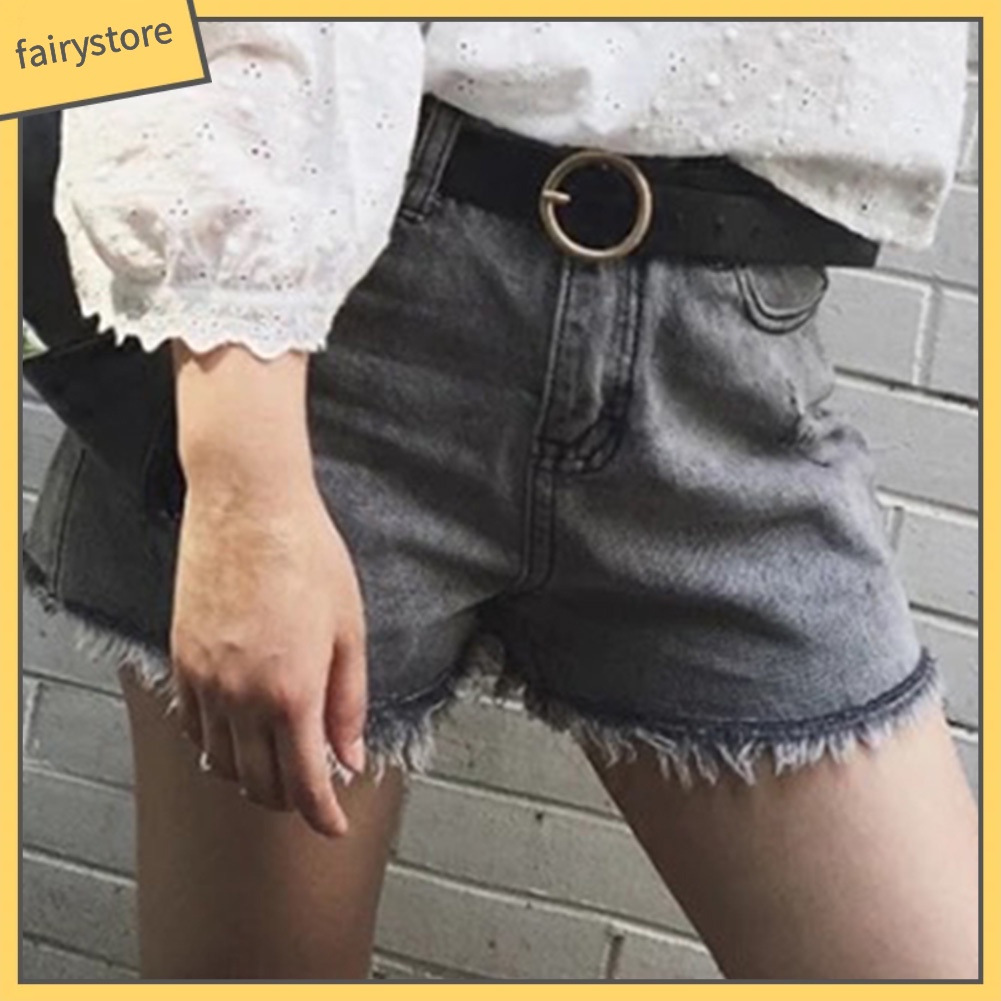 Thắt Lưng Da Phối Khoá Kim Loại Tròn Cho Nữ