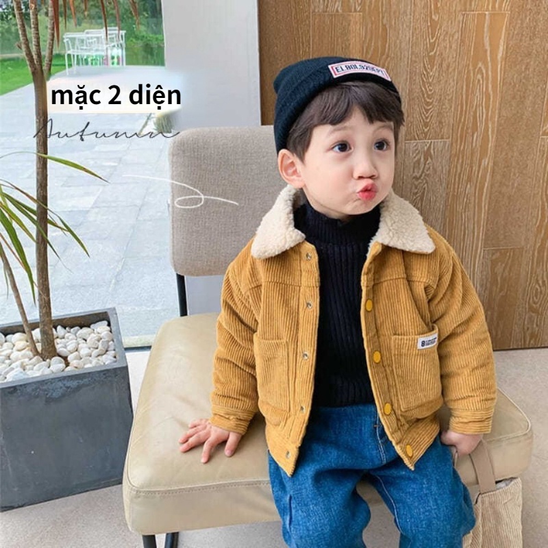Áo Khoác Nhung Dày Hai Mặt Giữ Nhiệt Thời Trang Cho Bé Trai
