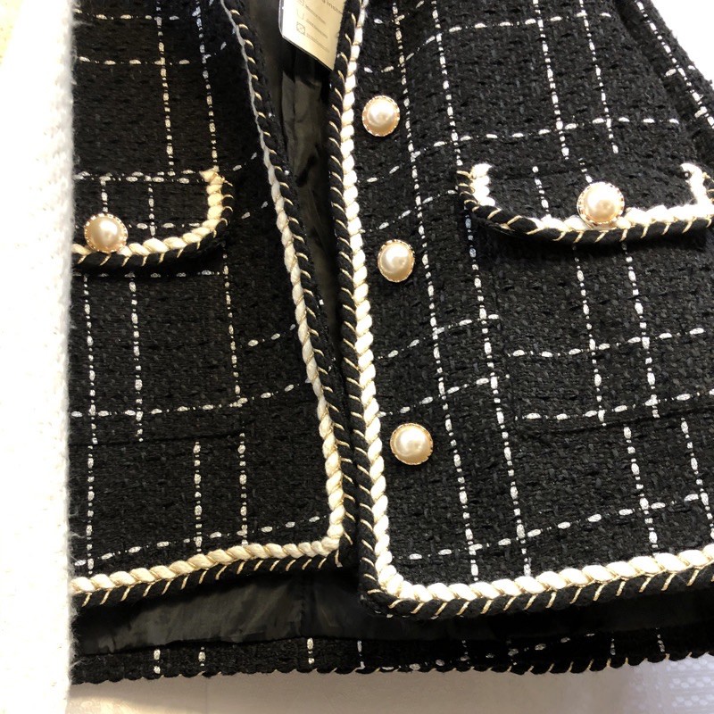 Áo dạ tweed vặn thừng túi đôi