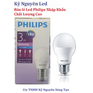 Combo 5 Đèn Led Búp Philips 3w Essential Trắng/Vàng