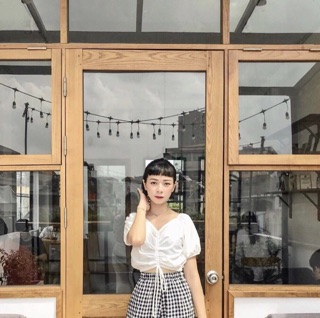 Áo crop dây rút