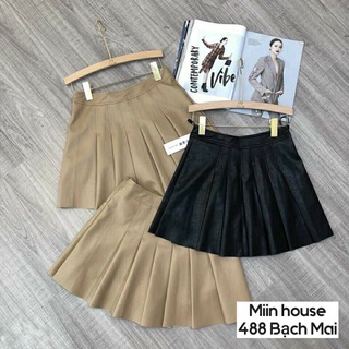Chân váy tennis xếp ly chất da
