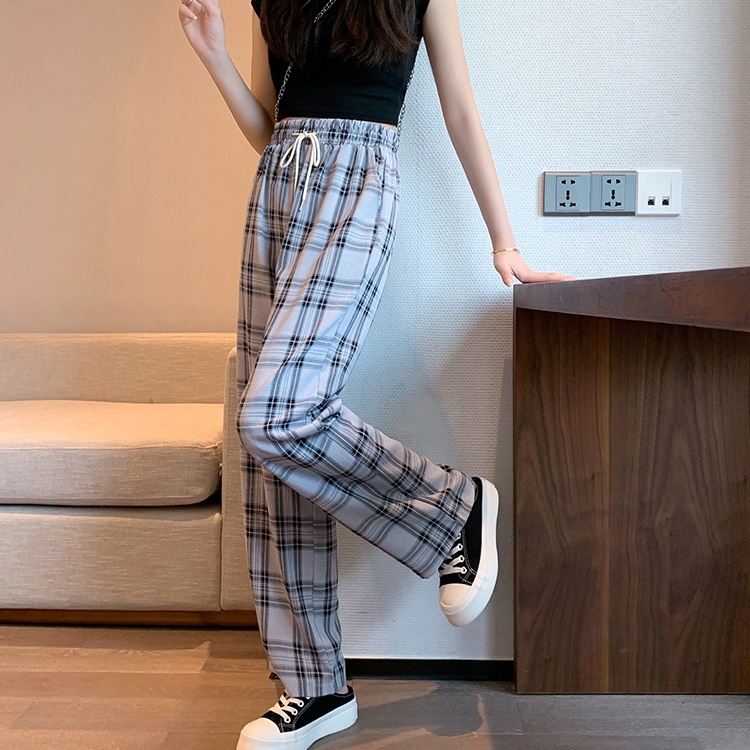 Quần dài SUXI lưng cao thiết kế dáng rộng thoải mái hoạ tiết kẻ sọc