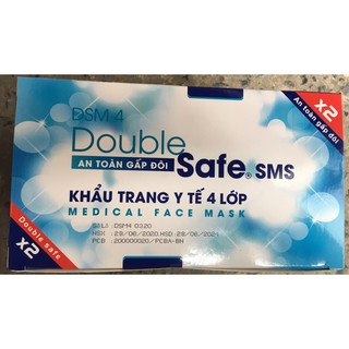 Khẩu trang y tế 4 lớp hộp Double Safe kháng giọt bắn hộp 50c