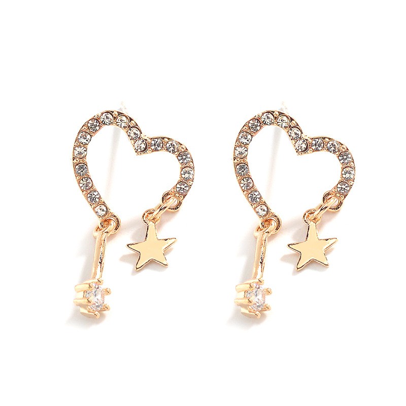 Moon Star Silver Stud Earrings