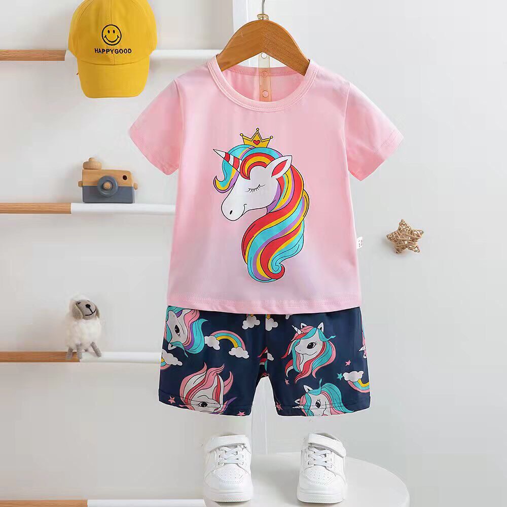 Bộ cotton côc tay cho bé trai, bé gái PIKA KIDS Bộ xuất hàn Bộ quần áo hè mặc ở nhà cho bé từ 10-16kg