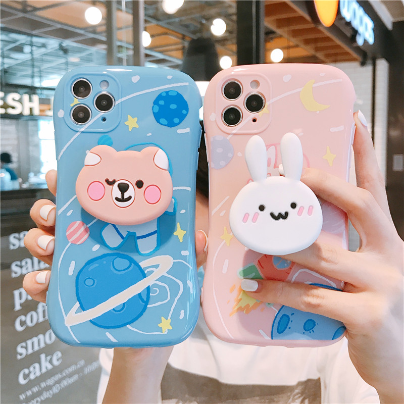 Ốp điện thoại có giá đỡ hình thỏ gấu cho iPhone12 Pro max iPhone11 Pro max SE2020 7plus 8plus 6plus XR xs XSMAX