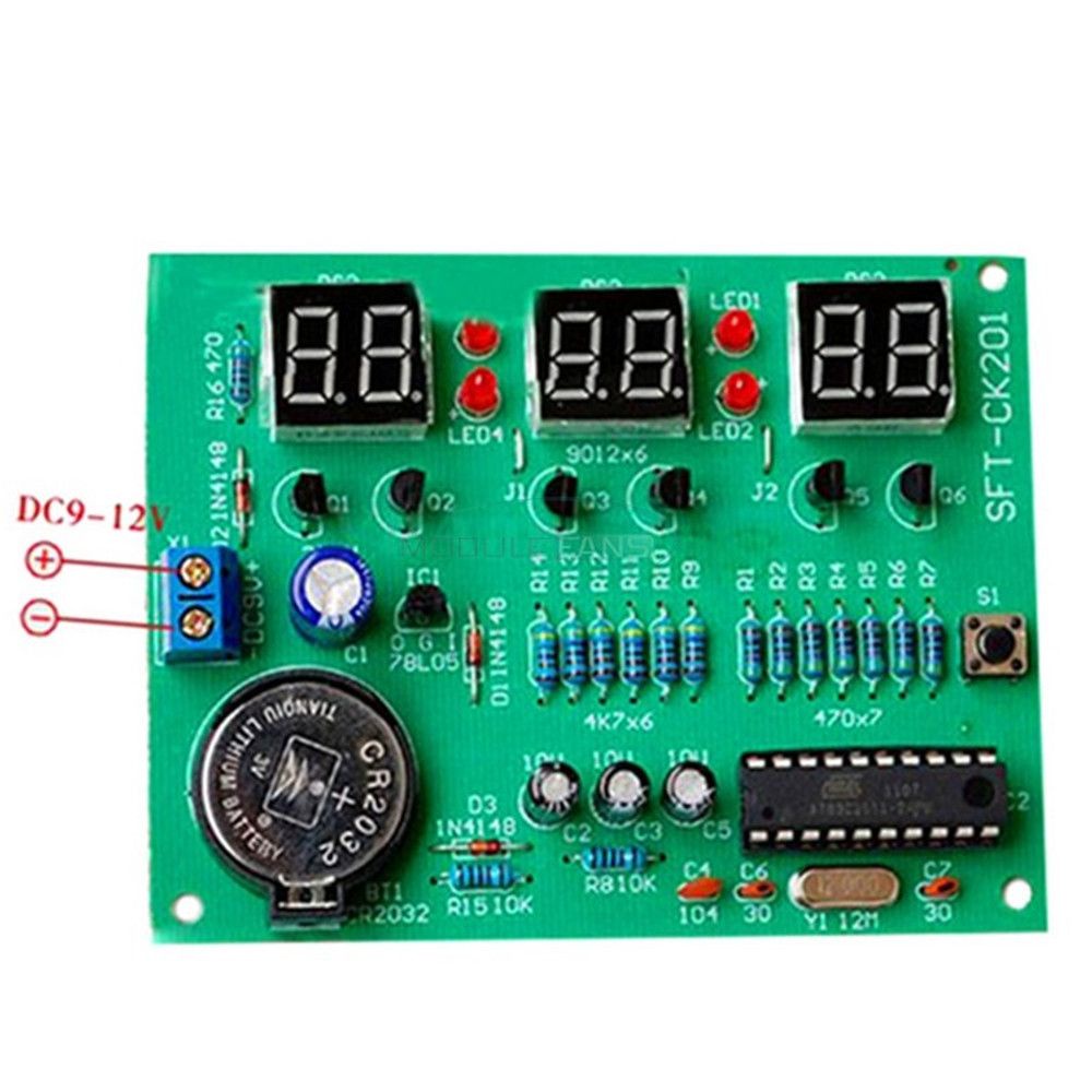 Mô Đun Đồng Hồ Điện Tử 9v-12v 6 Kỹ Thuật Số Có Đèn Led Dành Cho Trẻ Em