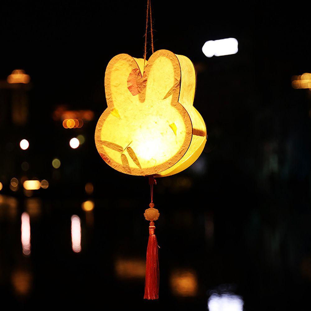 Lồng Đèn Treo Bằng Gỗ Hình Thỏ Dễ Thương Kèm Đèn LED
