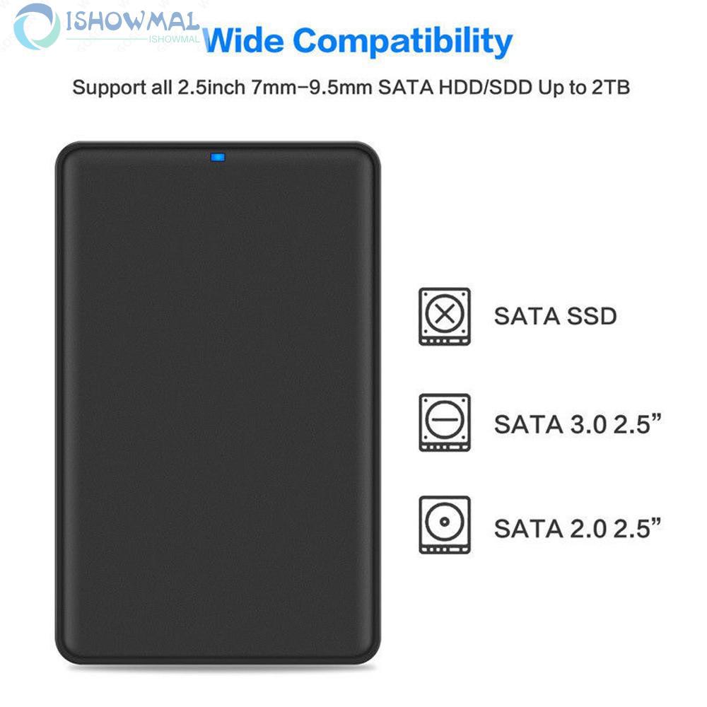 SATA HDD/SSD 2.5" Hard Drive Enclosure Case Black USB 3.0 Laptop ABS Practical