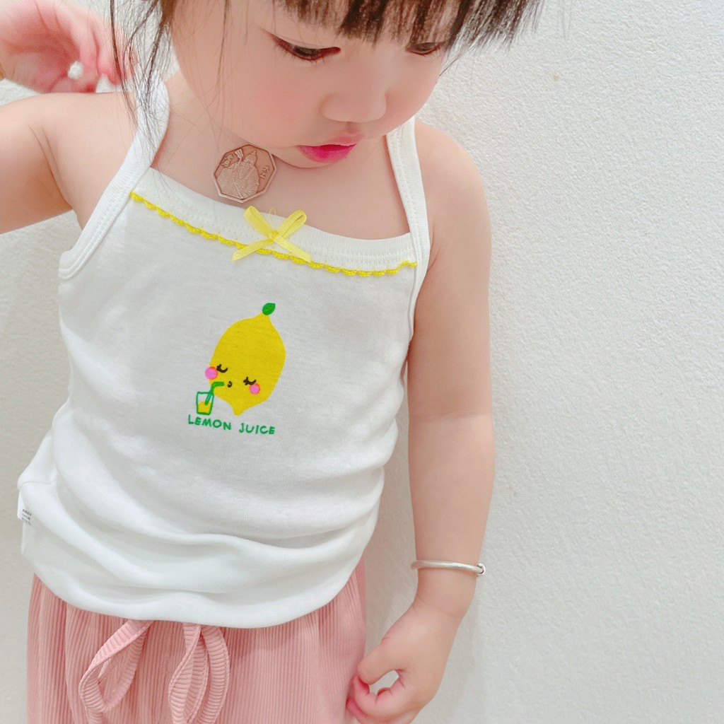 Áo Hai Dây Chất Liệu Cotton Họa Tiết Xinh Xắn Cho Bé Gái