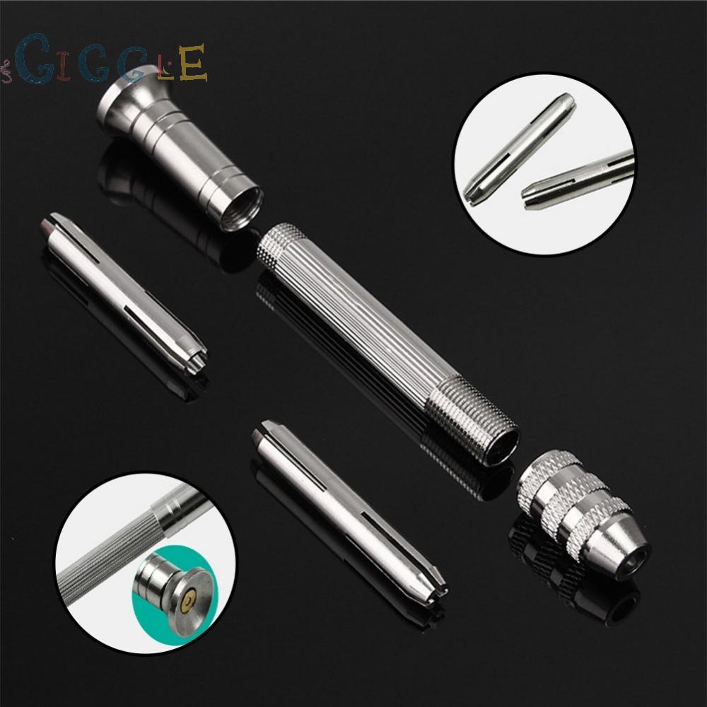 Máy khoan cầm tay mini màu bạc kèm 10 mũi khoan tiện lợi