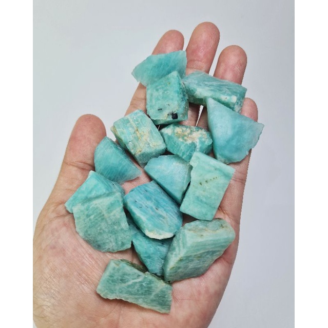 Đá thô tự nhiên Amazonite có 2 kích cỡ dùng thanh tẩy bài, làm handmade, sưu tầm...