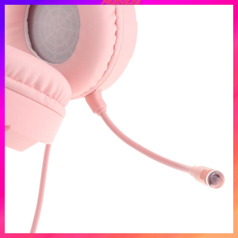 [PREDOLO2]Over Ear Gaming Headset Headphone for Gamer Double 3.5mm Interface Pink