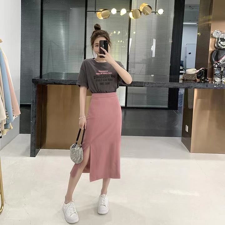 Bộ Áo Thun + Chân Váy Lưng Cao Thời Trang Mùa Hè Hàng Mới 2022 Dành Cho Nữ