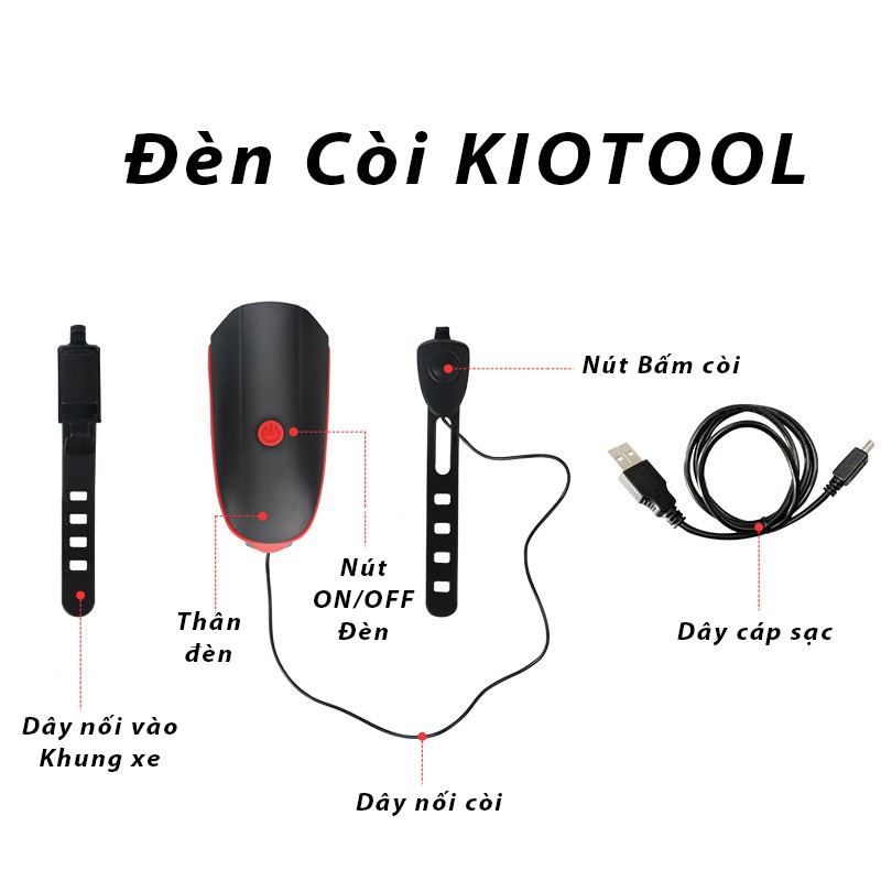 Đèn xe đạp thể thao chống nước, đèn Led xe đạp 3 chế độ siêu sáng cảm ứng kiêm còi xe tặng kèm sạc USB