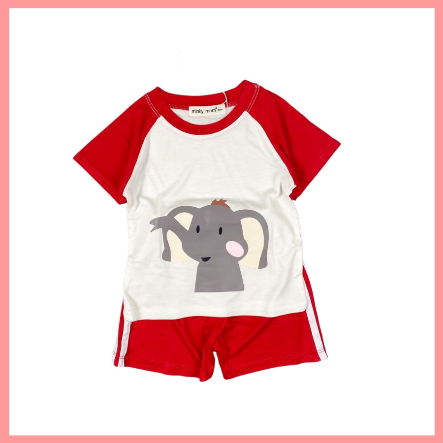 Bộ Thun Lạnh Cộc Tay Cho Bé Trai Bé Gái 8-27kg -TN-IN80 In Động Vật Dễ Thương Chất Vải Thoáng Mát