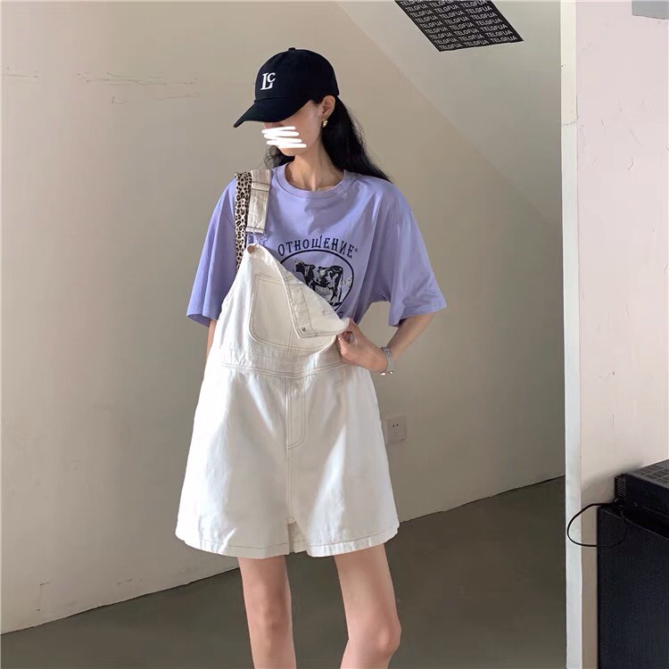 Quần Yếm Sooc Bò Hai Túi BeU, Quần Sooc Jeans Denim Dạng Yếm Dáng Ngắn Ulzzang Hàn Quốc