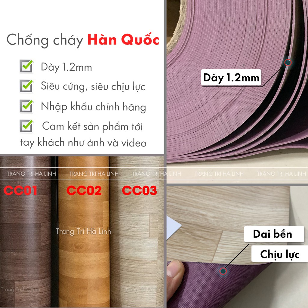 Thảm simili trải sàn vân gỗ chống cháy , thảm nhựa trải sàn cao cấp chống trơn trượt dày 1.2mm nhiều mẫu đẹp