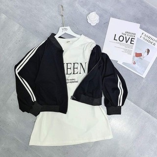 áo khoác bomber phối 2 sọc trắng