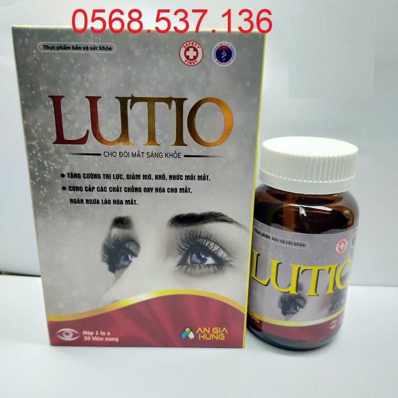 Viên bổ mắt Lutio - Tăng cường thị lực, giảm nhức mắt, mỏi mắt, khô mắt ngăn ngừa lão hóa ở mắt - Lọ 30 viên
