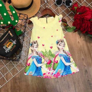 Váy lanh lụa hình elsa cho bé