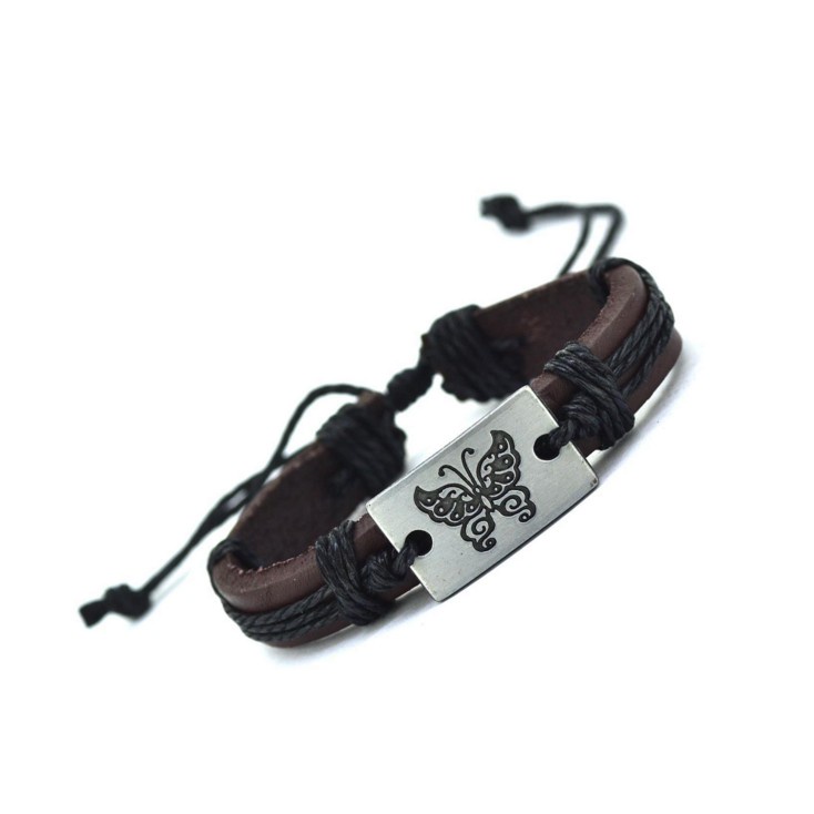 Vòng tay da kiểu dáng vintage hình bướm - DC2286