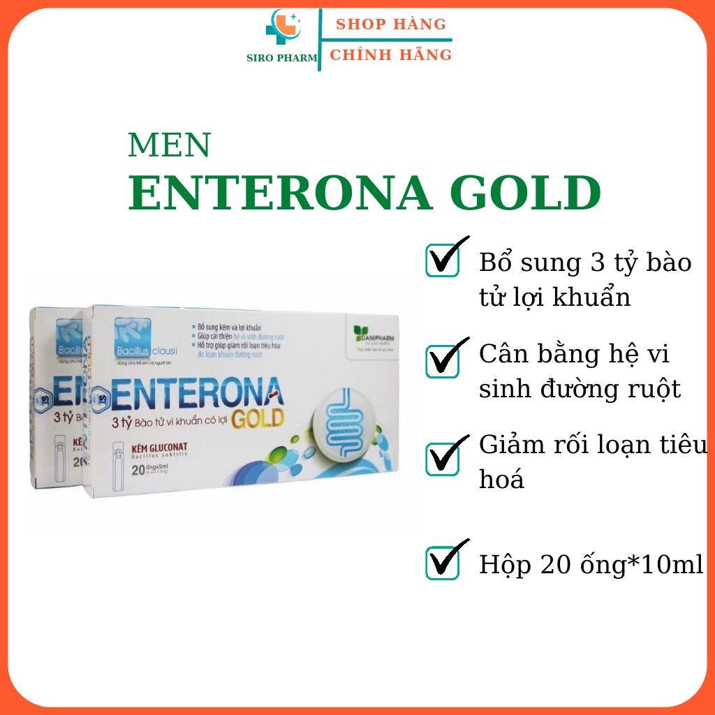Men Enterona Gold 3 tỷ bào tử lợi khuẩn kết hợp Kẽm, giảm rối loạn tiêu hóa giúp hệ tiêu hóa khỏe mạnh