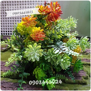 Cụm Sen Đá Nhựa Cao 31cm - Cây giả