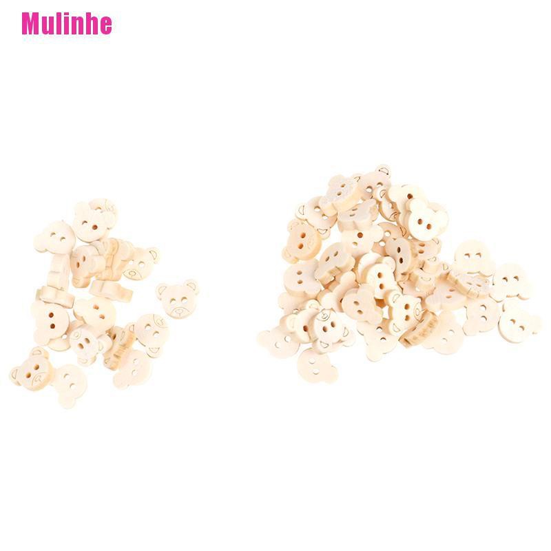 Set 20 Nút Gỗ 2 Lỗ Hình Gấu Teddy Dành Cho Trẻ Em