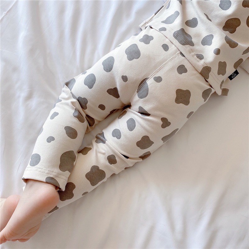 Bộ đồ cho bé trai bé gái bộ thu đông dài tay bé trai bé gái combo 2 bộ hình bò sữa MINKY thun lạnh mềm mại JIMADO TQ6632