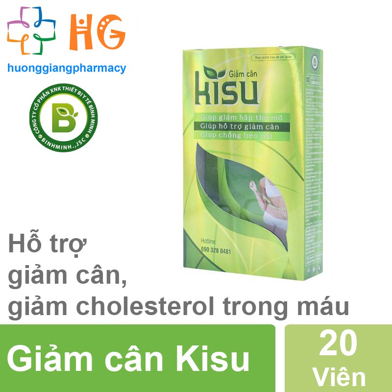 Giảm cân thảo dược Kisu New, giảm cân hiệu quả, giảm mỡ bụng, lấy lại vóc dáng nhanh, thanh lọc cơ thể (Hộp 20 Viên)