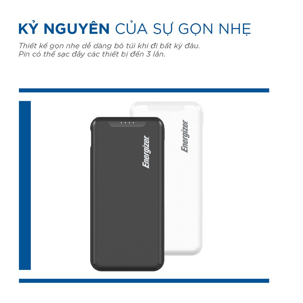 Sạc dự phòng Energizer 10,000mAh /3.7V Li-Polymer - UE10052