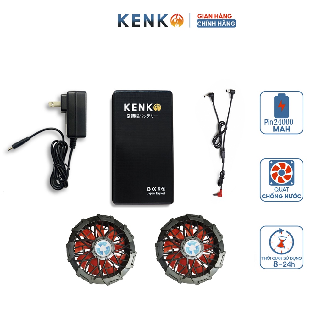 Phụ kiện áo điều hòa KENKO K09 pin 24000mah đầu ra 12V mạnh nhất hiện nay bảo hành 12 tháng
