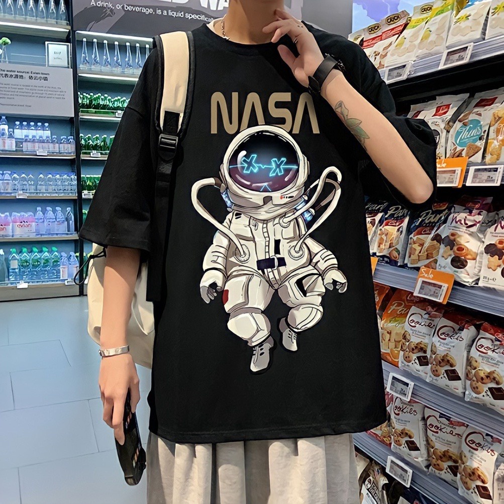 Áo thun NASA Unisex tay lỡ phom rộng , Áo phông Oversize nam nữ