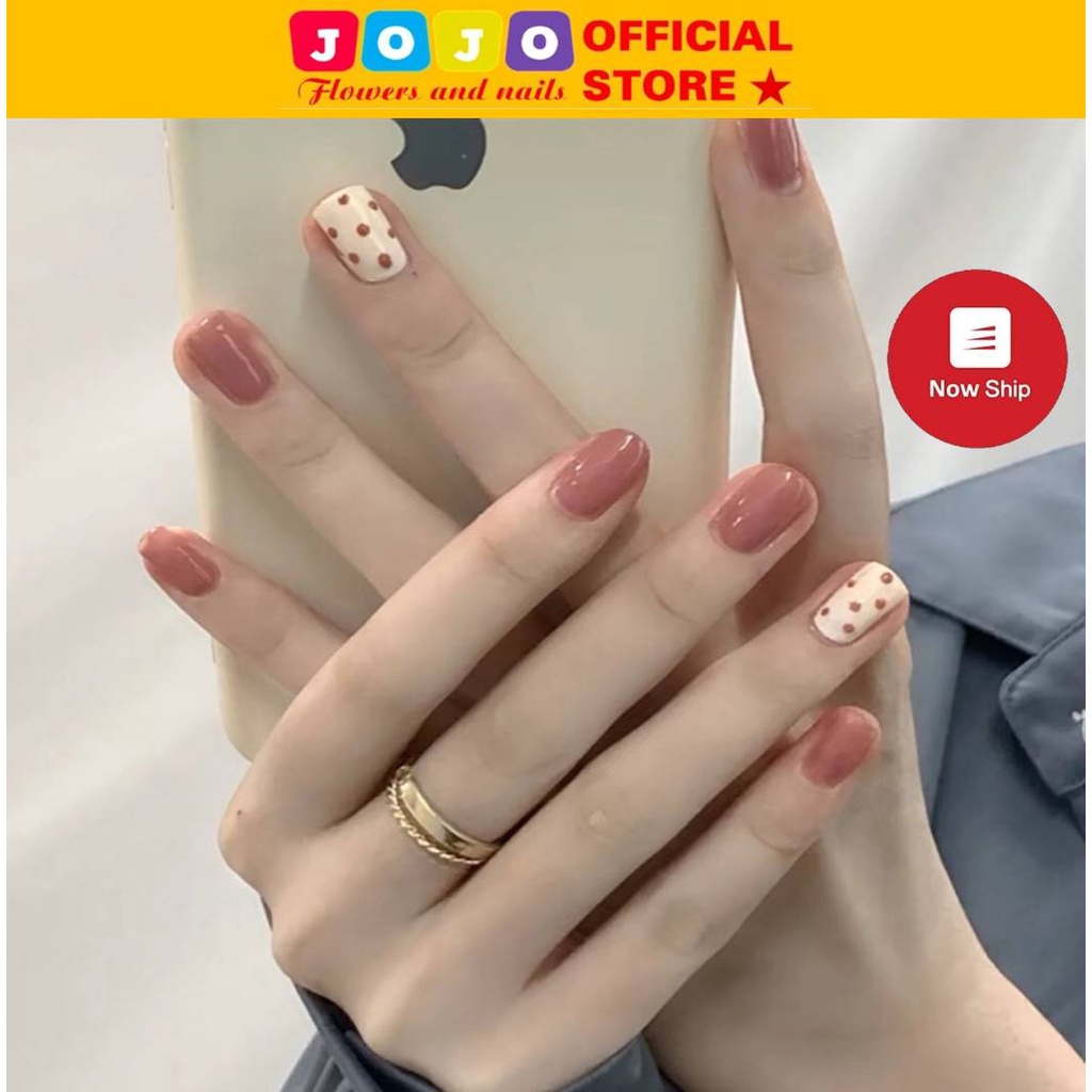 Móng tay giả màu hồng kute thời trang Jojo PD117 móng giả nailbox thiết kế rẻ đẹp sang chảnh kèm keo gắn tự làm tại nhà