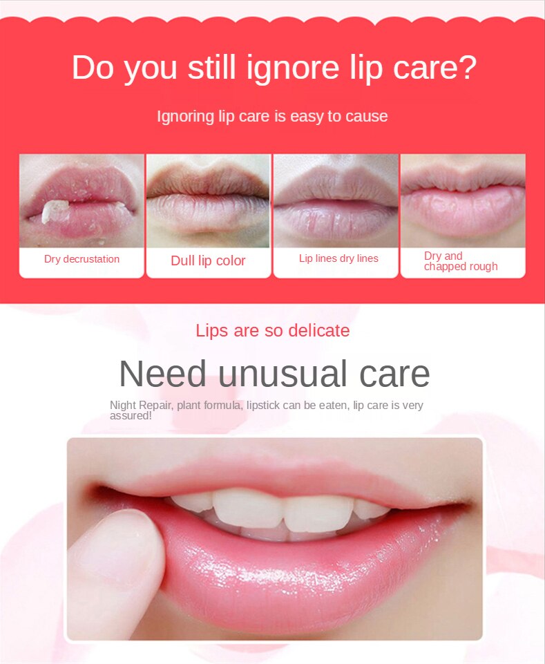 [Hàng mới về] Mặt nạ môi để qua đêm dưỡng ẩm cải thiện làm mờ đường viền thâm môi hiệu quả