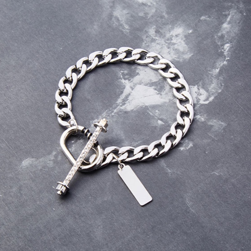 Vòng Tay Thép Titan Thiết Kế Chuỗi Xích Thời Trang Đường Phố Cá Tính Cho Nam