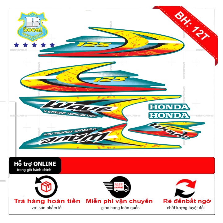 ( Quí khách vui lòng mang ra tiệm cho thợ dán ) Tem wave i 125 thái xám xi măng