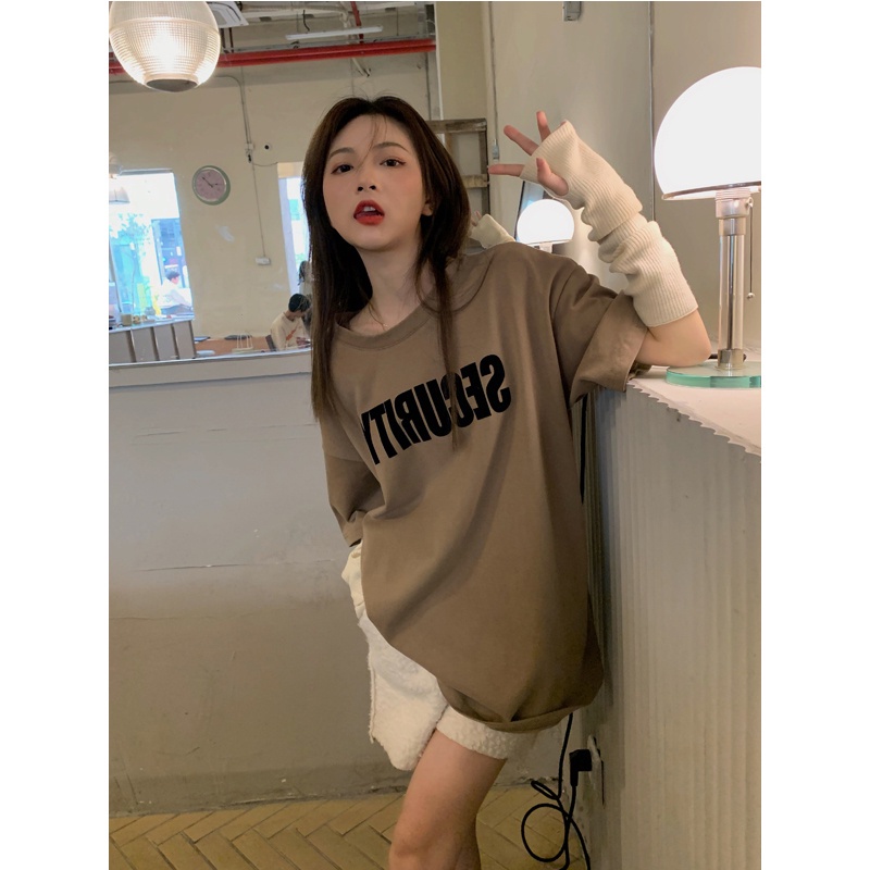 Áo Thun Nữ Ngắn Tay In Chữ Phong Cách retro Năng Động