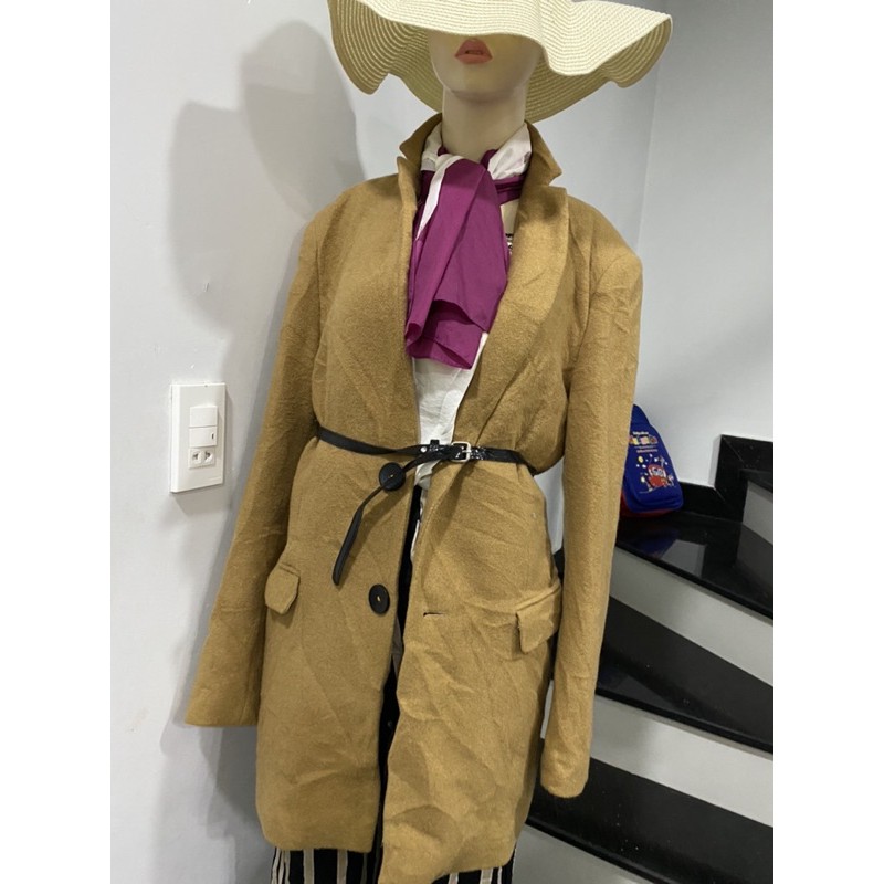 áo khoát dạ dáng dài màu nâu