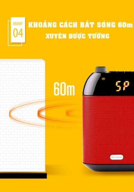 Tặng sạc, mic có dây -Loa máy trợ giảng không dây T9 sử dụng sóng cao cấp 2.4G chính hãng, chất lượng cao, ghi âm