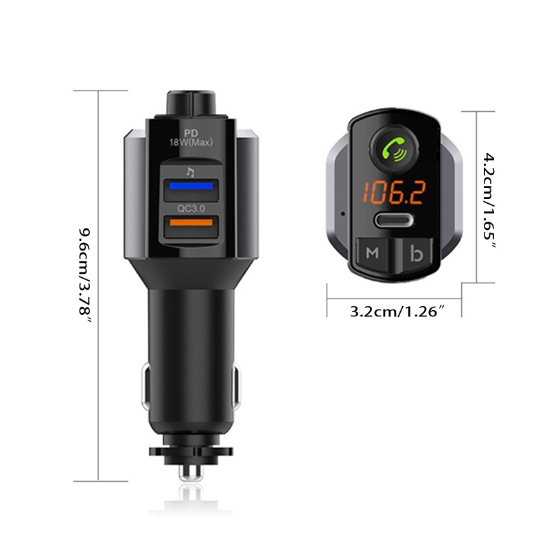 Máy Phát MP3 Kết Nối Bluetooth Cầm Tay Cổng USB 18W PD Tiện Dụng Cho Xe Hơi