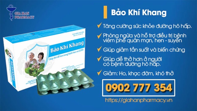 Bảo Khí Khang - Hộp 20 viên - Giảm ho, khó thở cho bệnh nhân COPD