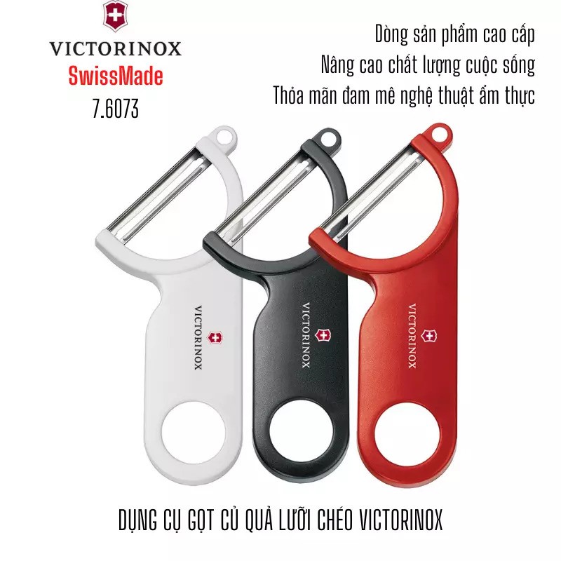 Dụng cụ gọt củ quả lưỡi xoay chéo Victorinox cán nhựa [hàng Thụy Sỹ]