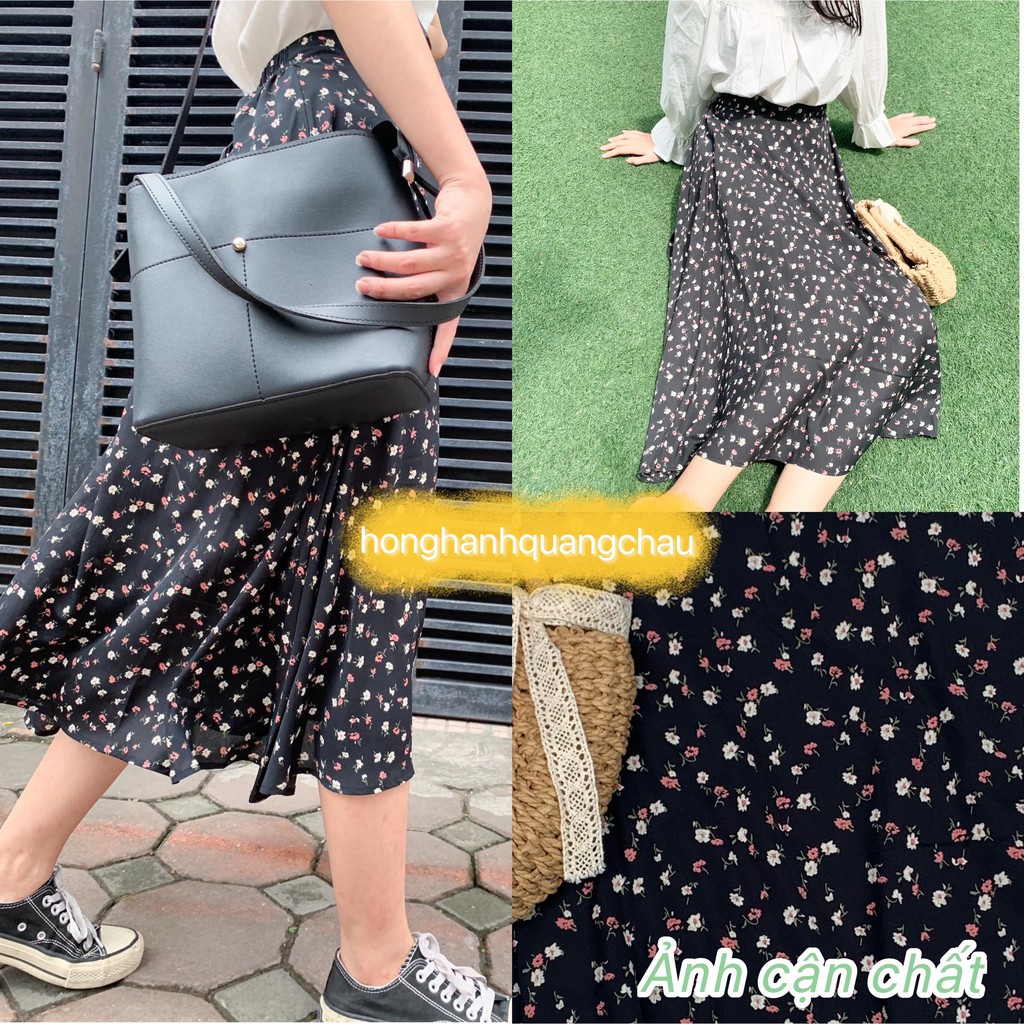 Chân váy hoa nhí vintage hàng quảng châu 2 lớp - Hồng Hạnh Quảng Châu | BigBuy360 - bigbuy360.vn