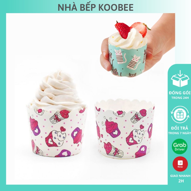 Set 50 lót khuôn Cupcake giấy cứng - Cup giấy làm bánh Muffin tròn chống dính chịu nhiệt(PKB07)