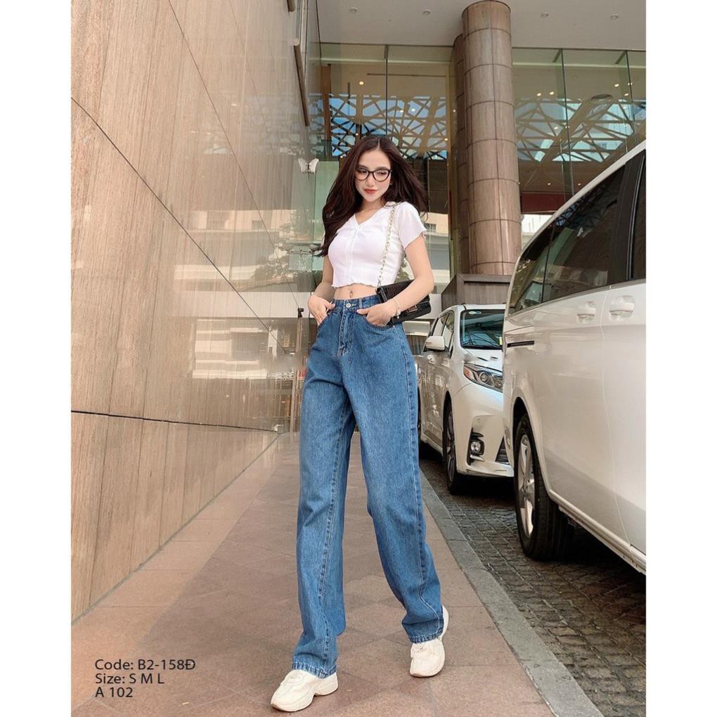Quần Jean Ống Rộng EO KIỂU Nâng Mông Unisex | Hình Thật | Quần Jean Nữ Xuông OZ158