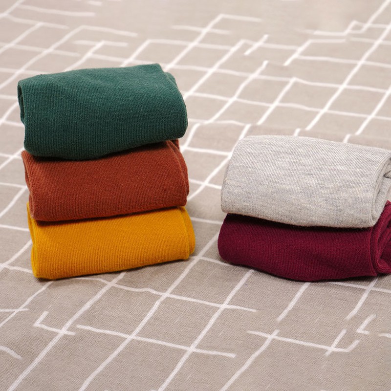Women Harajuku Solid Color Breathable Elastic Casual Socks